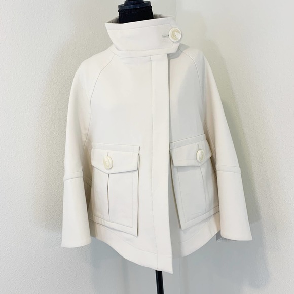 Theory Jackets & Blazers - Theory Christoris Pioneer Swing Coat in Cream Size Small Petite